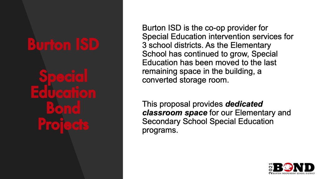 Burton ISD Special Education Bond Projects