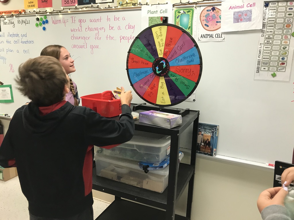 student spins for prize