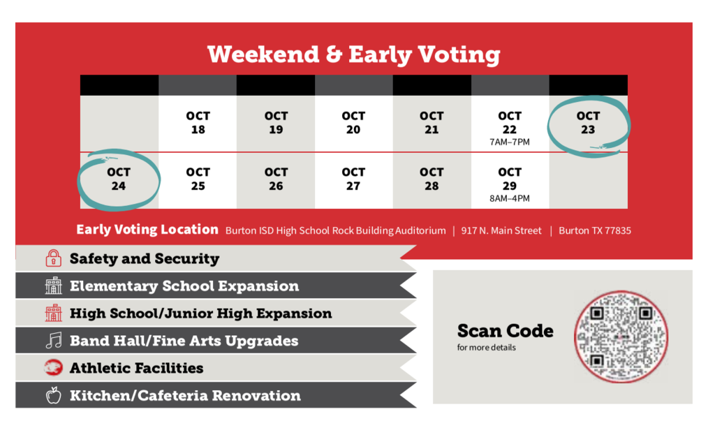 Weekend & Early Voting dates now until October 29
