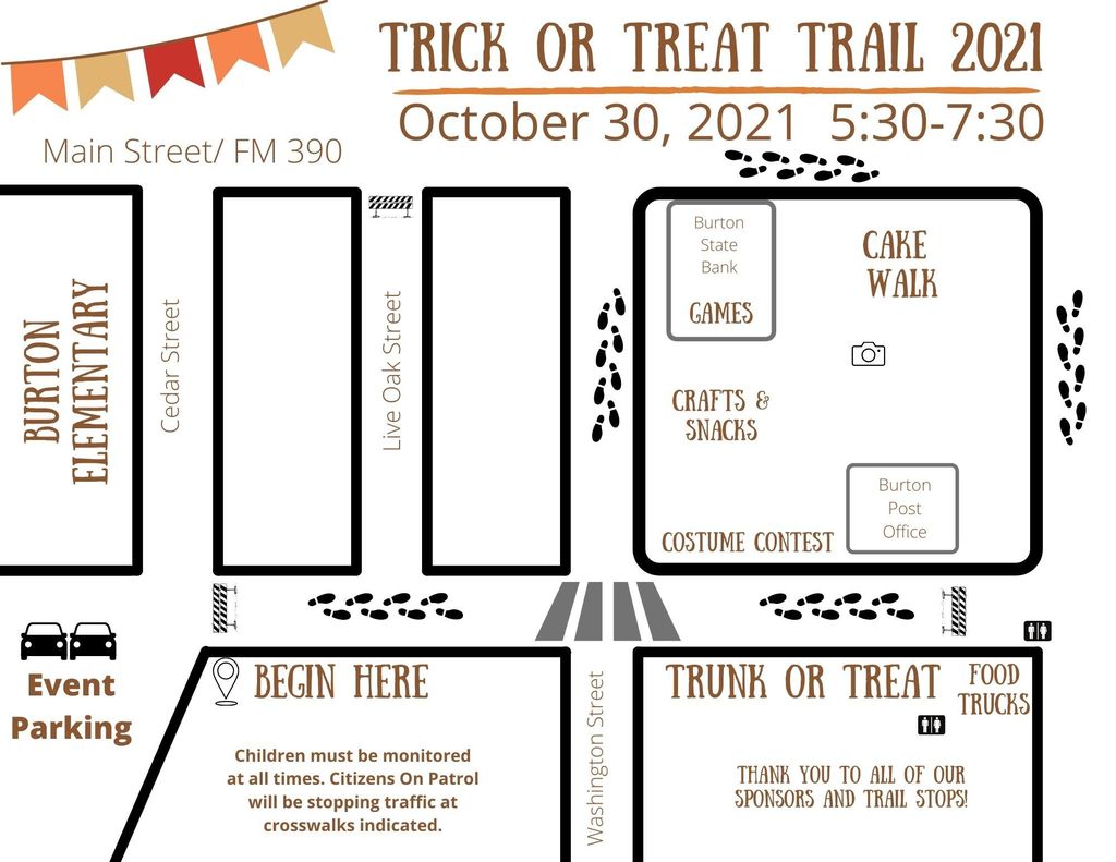 Trick or Treat Trail Map - Park at Elementary school & follow the signs