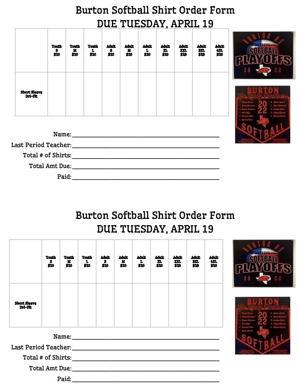 Softball Playoff Shirts! ORDERS DUE TUESDAY, APRIL 19!