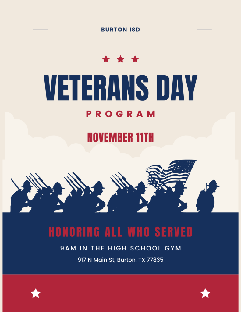 Please join us tomorrow morning in the High School Gym for our Veterans Day Program!